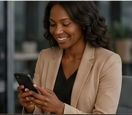 Client using a phone to check Legalyze updates